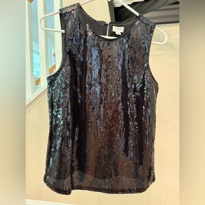 J. Crew Black Sequin Sleeveless Tank Top
